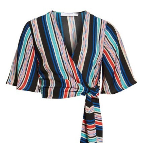 LUSH Stripe Wrap Crop Top - Picture 1 of 13